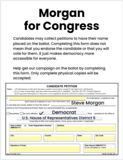 Morgan for Congress Candidate Petition Form